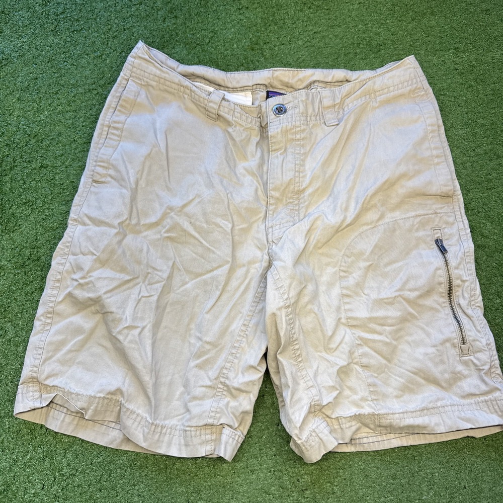 Patagonia Stand Up Shorts Mens 31 Beige Canvas‎ Organic Cotton Hiking Gorpcore